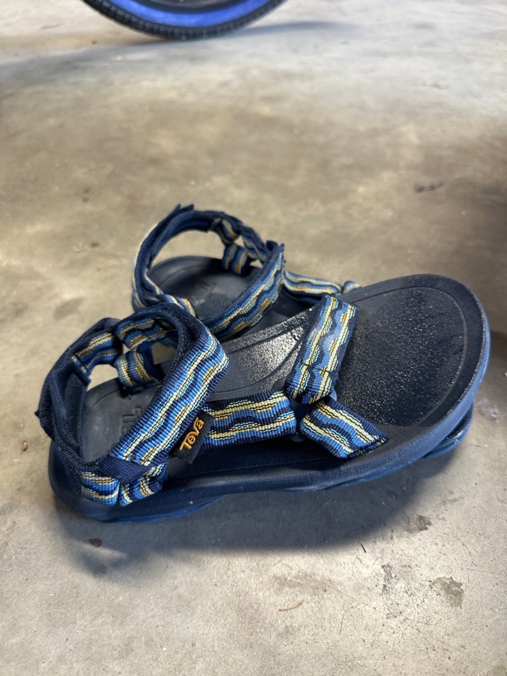 Teva Kids Navy Blue & Yellow Striped Webbing Sandals